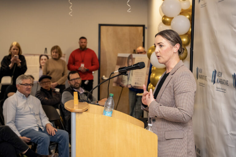 CareOregon's Bonnie Holdahl speaks to guests