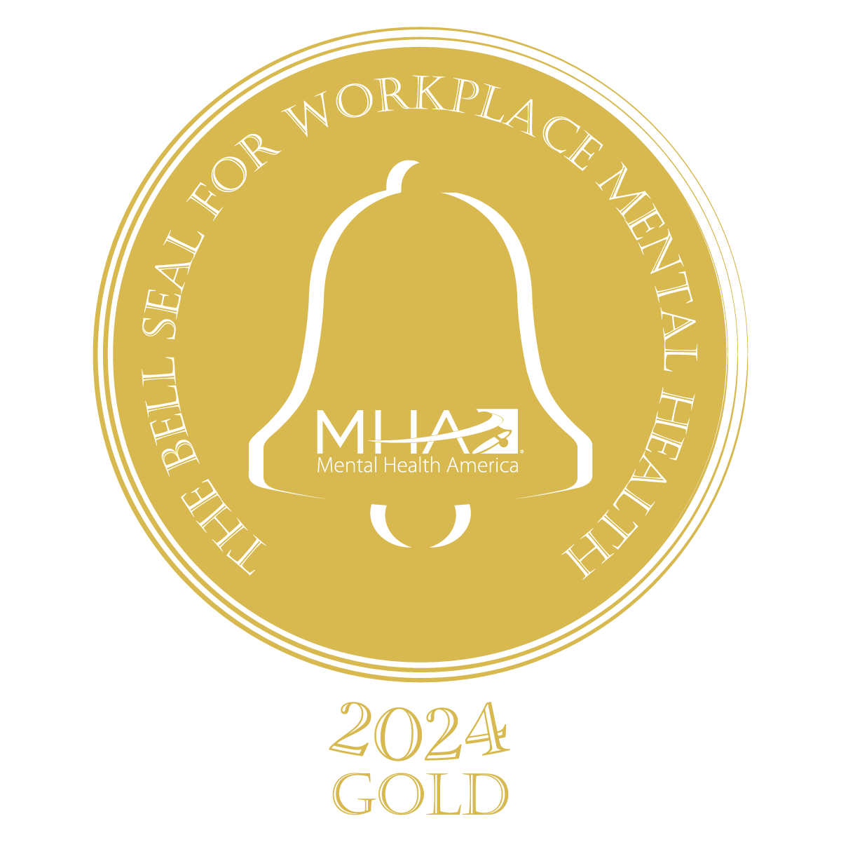 The Bell Seal For Workplace Mental Health, Mental Health America, 2024 Gold (logo)