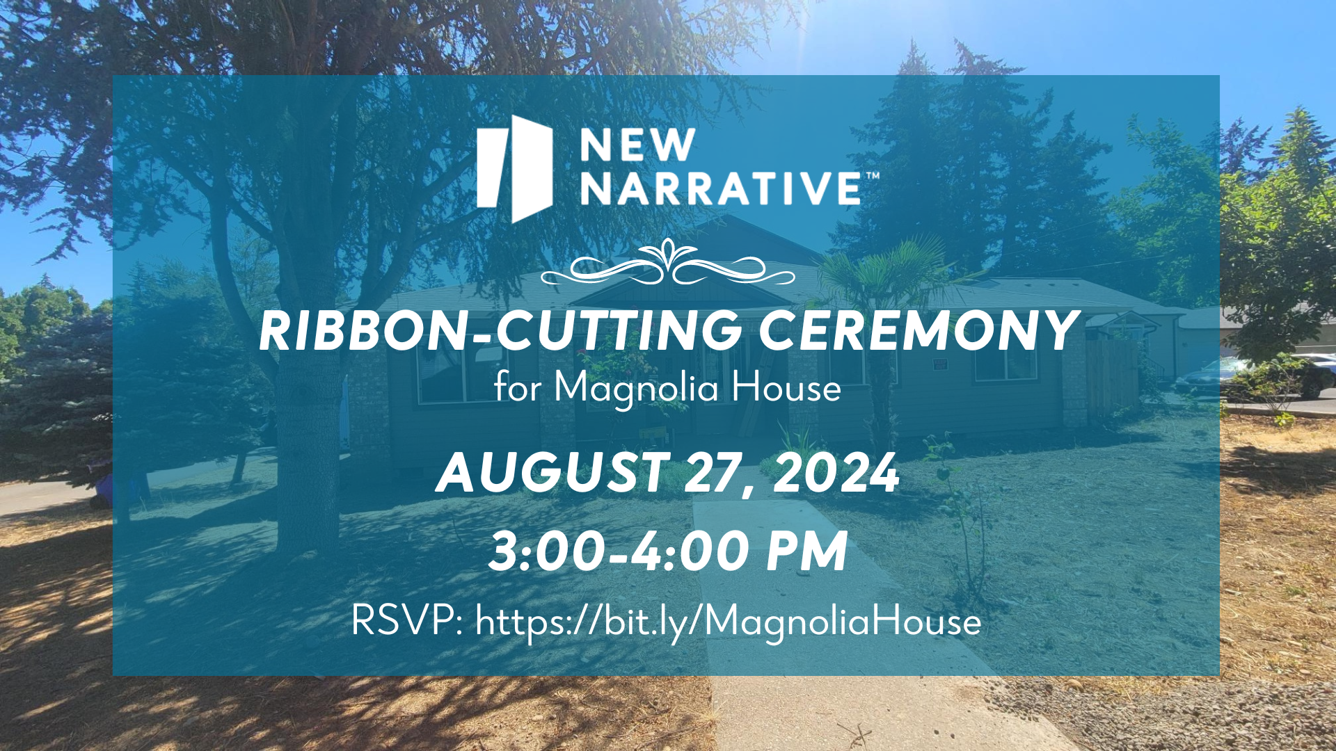 Ribbon-Cutting Ceremony for Magnolia House, August 27, 2024; 3-4PM. RSVP: https://bit.ly/MagnoliaHouse