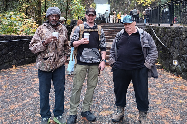 Three Breitung veteran residents touring Multnomah Falls