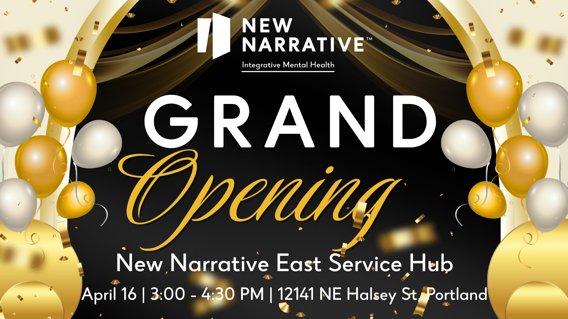 New Narrative Grand Opening - New Narrative East Service Hub. April 16 | 3-4:30 PM | 12141 NE Halsey St, Portland