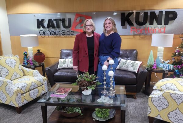 CEO Julie Ibrahim and Director of Youth Services Megan Soucy at KATU station
